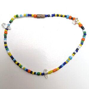 Vintage 90s Beaded Rainbow Crystal Bracelet Colorful Boho Preppy Funky Kidcore